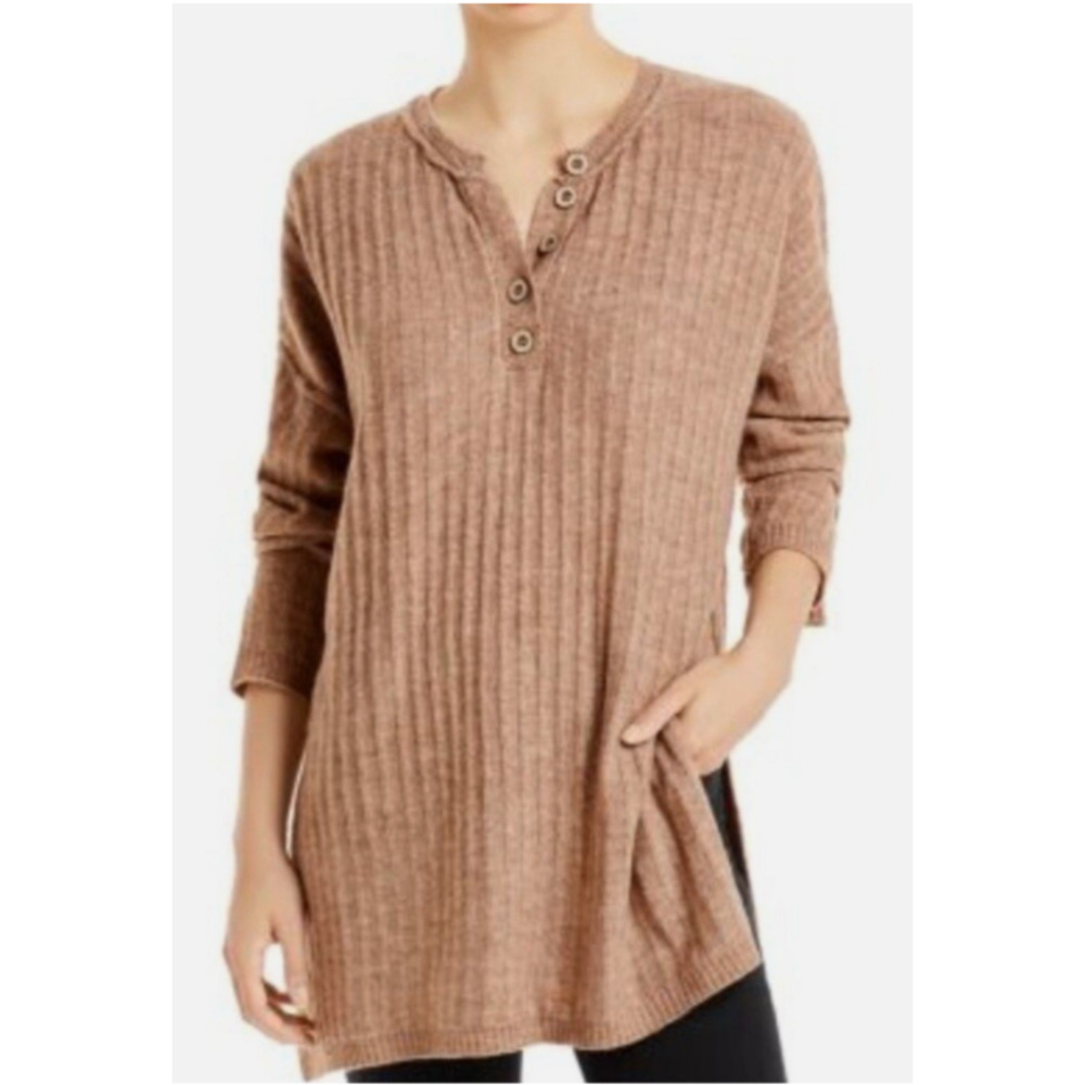 Free People Intimately Around The Clock Sweater Tunic XS Tan Slouchy Neutral D3